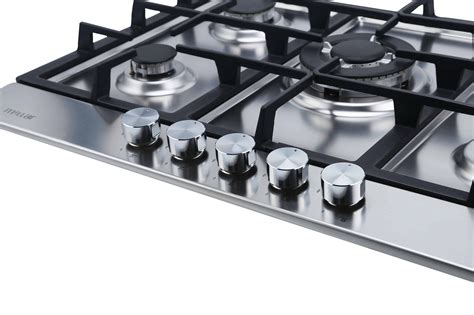 5 burner gas hob 70cm stainless steel